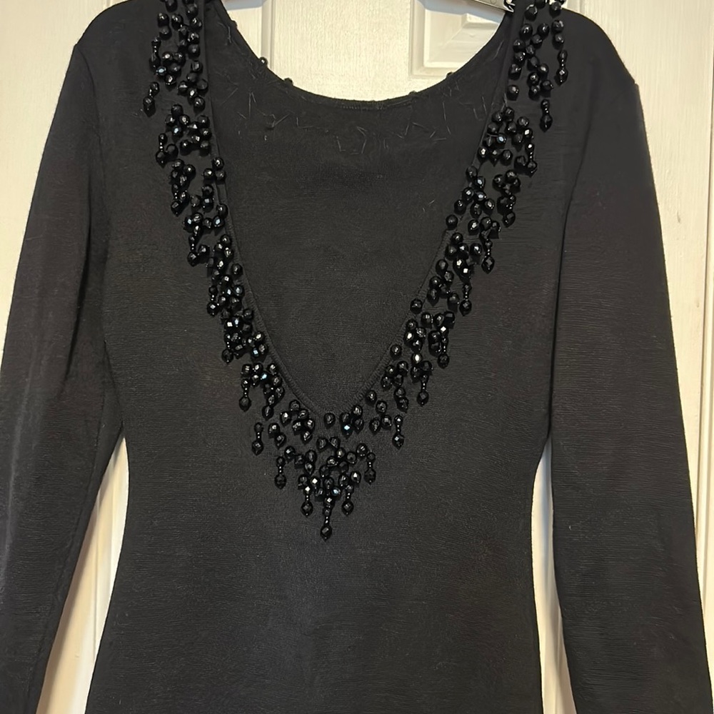 Outlander Black Bodycon Wool Blend Backless LBD | Size Small